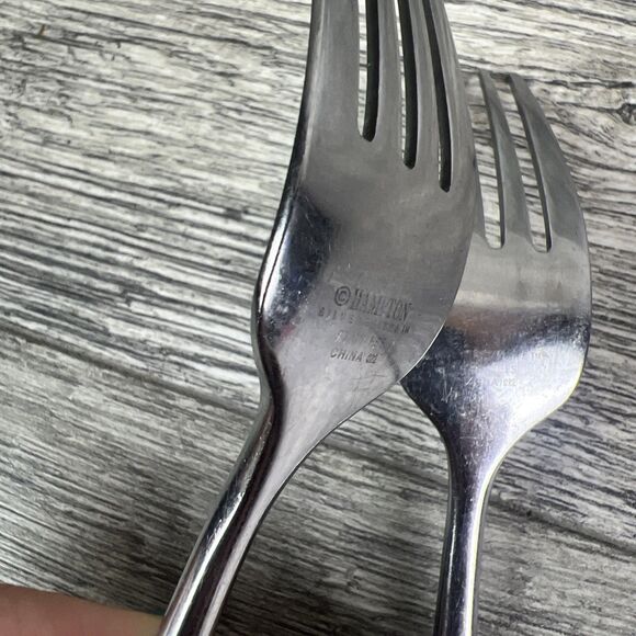 Set of 2 TWO Hampton Stainless CASSINI Salad Dessert Forks 7 1/4" Flatware - Picture 5 of 8